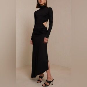 A.L.C. Katherine Cutout Long Sleeve Turtleneck Midi Dress in Black Size XS
